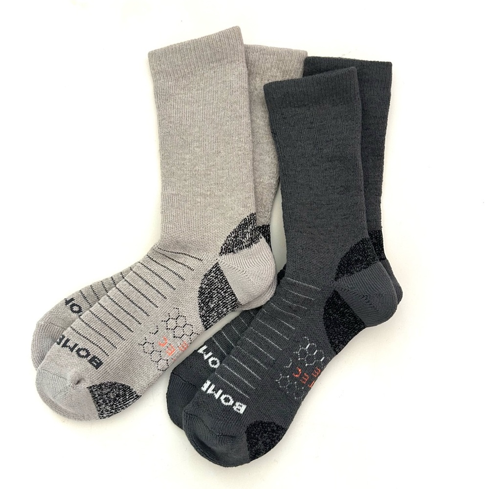 Bombas New 2 pair Hiking Calf Socks Large Tan Charcoal Crew Thick Comfy